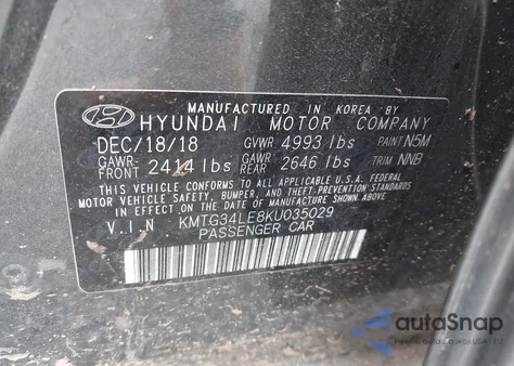 2019 Genesis G70 3.3T Advanced z USA, uszkodzony, nr VIN KMTG34LE8KU035029